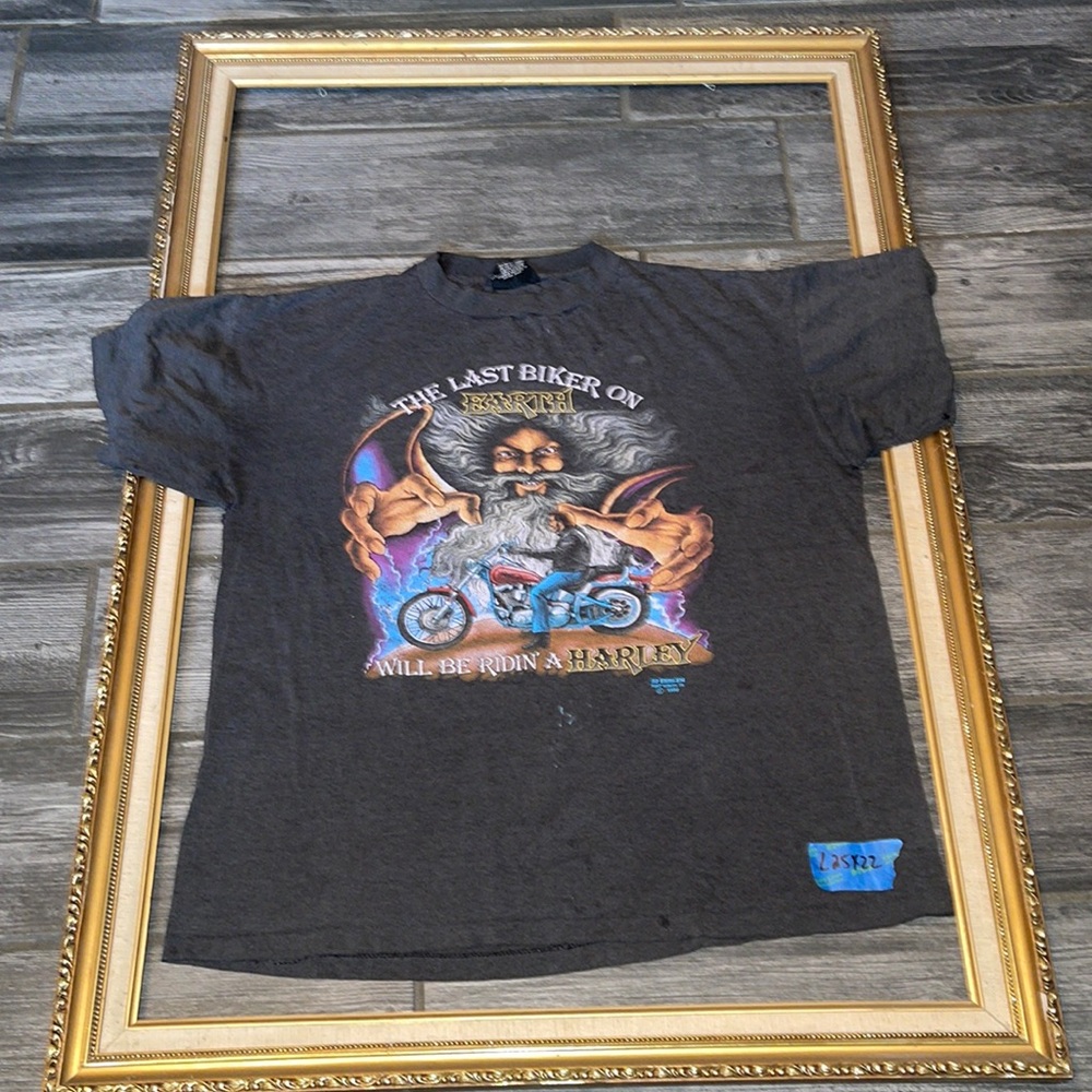 Vintage Harley Davidson 1990 wizard single stitch grail large shirt 3D emblem